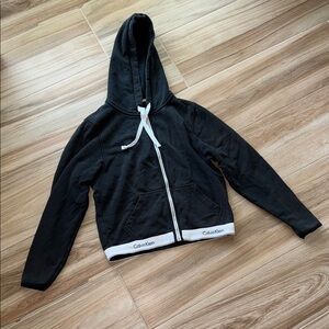 Calvin Klein Black and White Zip-Up Hoodie